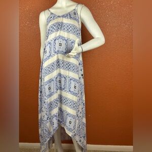 Pink Stitch Womens Maxi Dress Size 6 Blue Multi Print Spaghetti Straps.  A15